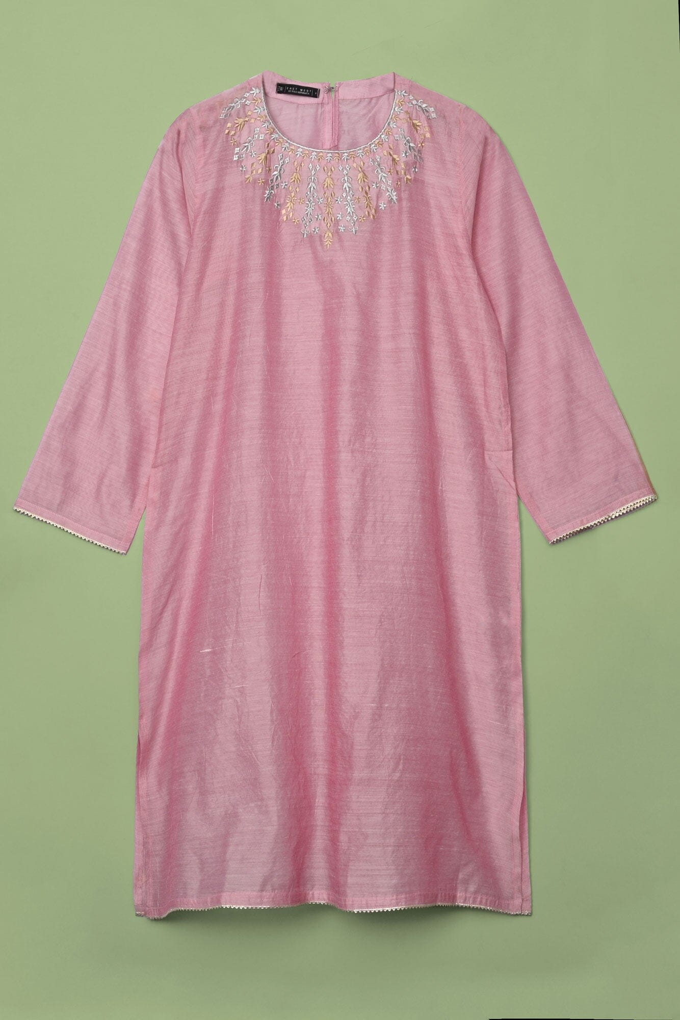 East West By Polo Republica Women’s 2 Pcs Shirt & Dopatta Women's Stitched Suit East West Pink & Gold XS 