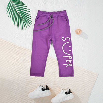 Max 21 Boy's Super Emoji Printed Fleece Trousers Boy's Sweat Pants SZK Purple 3-4 Years 