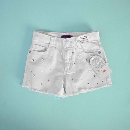 Original Marines Girl's Star Embellished Denim Shorts Girl's Shorts Minhas Garments White 3-4 Years 