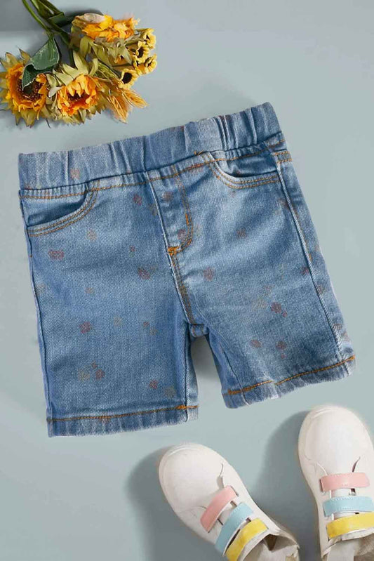 Girl's Floral Printed Denim Shorts