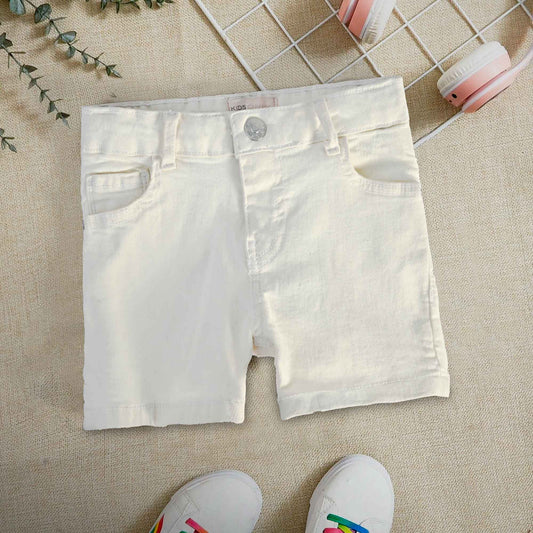 Only Kid's Solid Design Denim Shorts Girl's Shorts Minhas Garments White 4 Years 