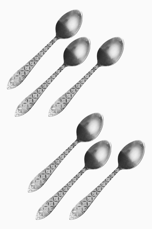 Home Care Printed Design Stainless Steel Rice Spoons - Pack Of 6 Kitchen Accessories RAM 