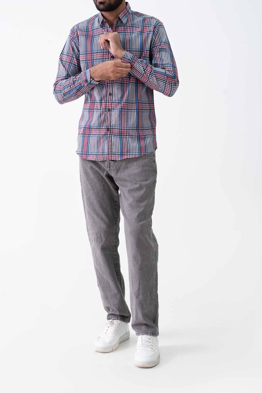 Scanners Elegant Men's Plaid Pattern Casual Shirt