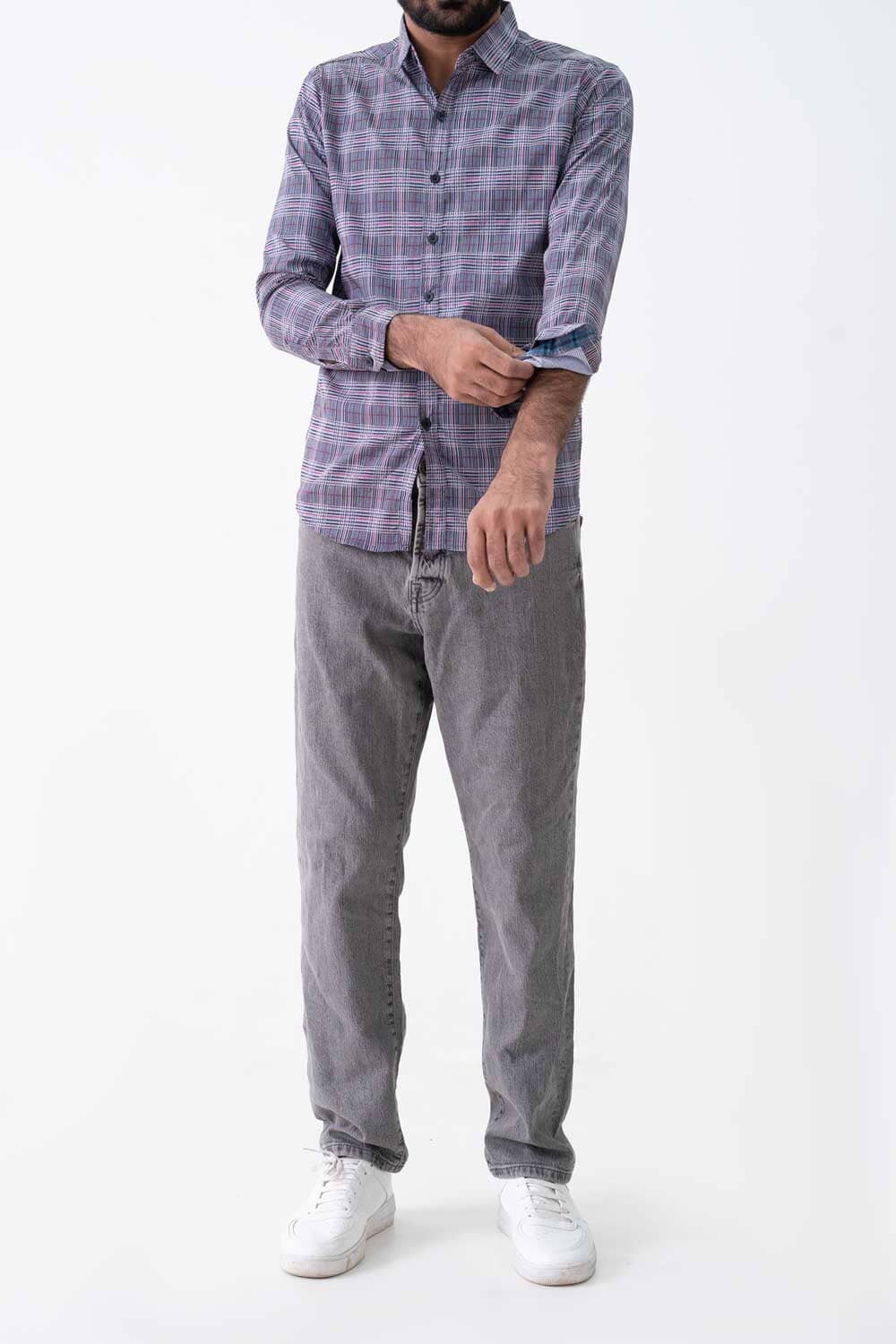 Scanners Elegant Men's Micro Plaid Casual Shirt