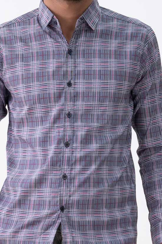 Scanners Elegant Men's Micro Plaid Casual Shirt