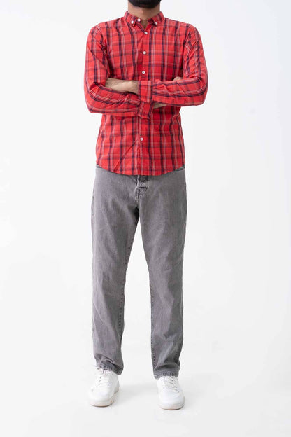 R2F Men's Plaid Button Down Casual Shirt