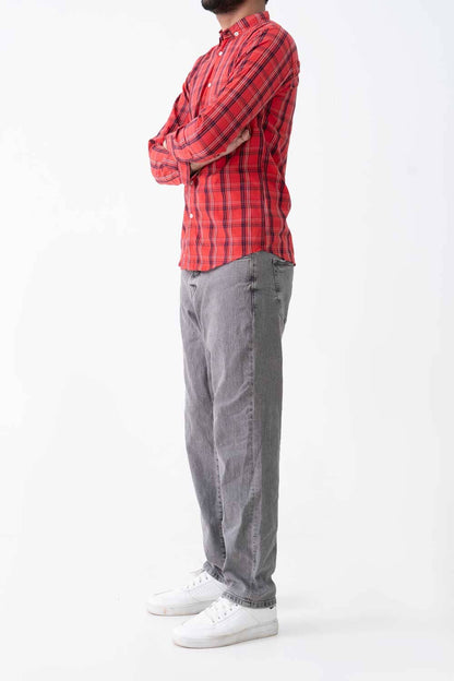 R2F Men's Plaid Button Down Casual Shirt