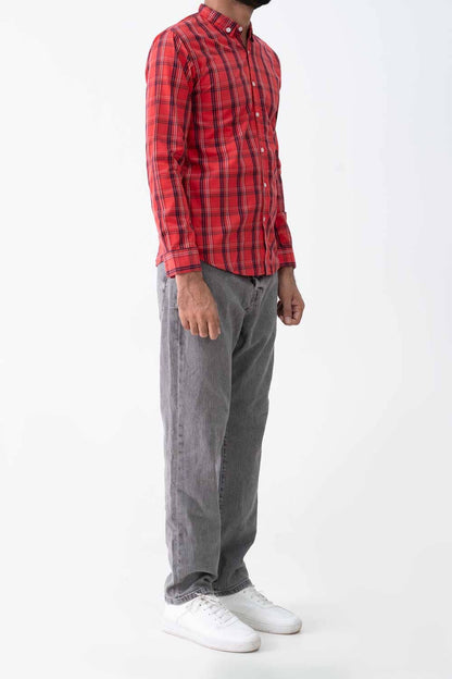 R2F Men's Plaid Button Down Casual Shirt