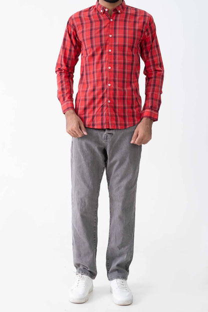 R2F Men's Plaid Button Down Casual Shirt