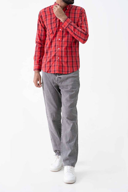 R2F Men's Plaid Button Down Casual Shirt