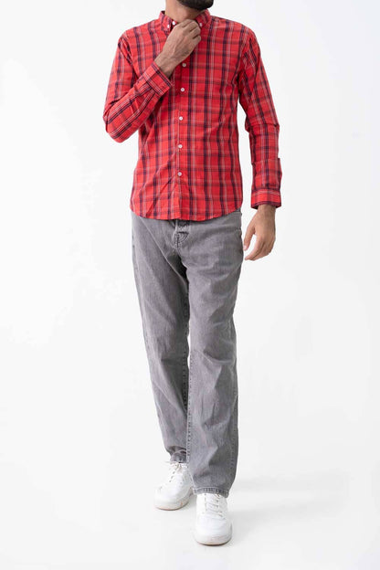 R2F Men's Plaid Button Down Casual Shirt