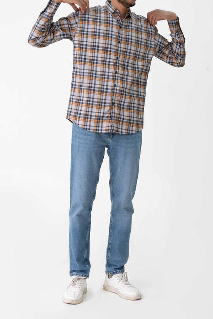 Scanners Elegant Men's Plaid Casual Shirt