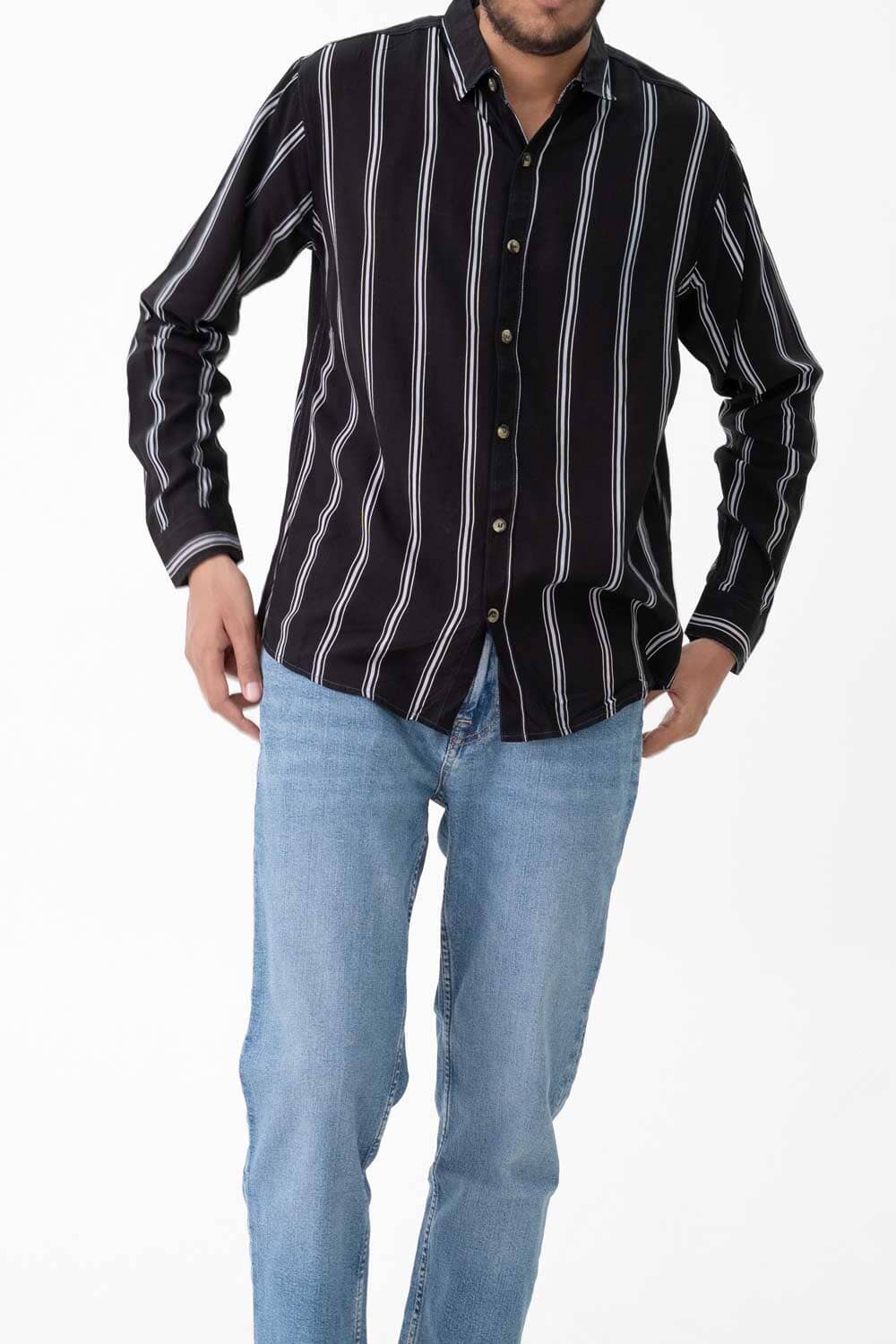 Scanners Men's Vertical Striped Casual Shirt
