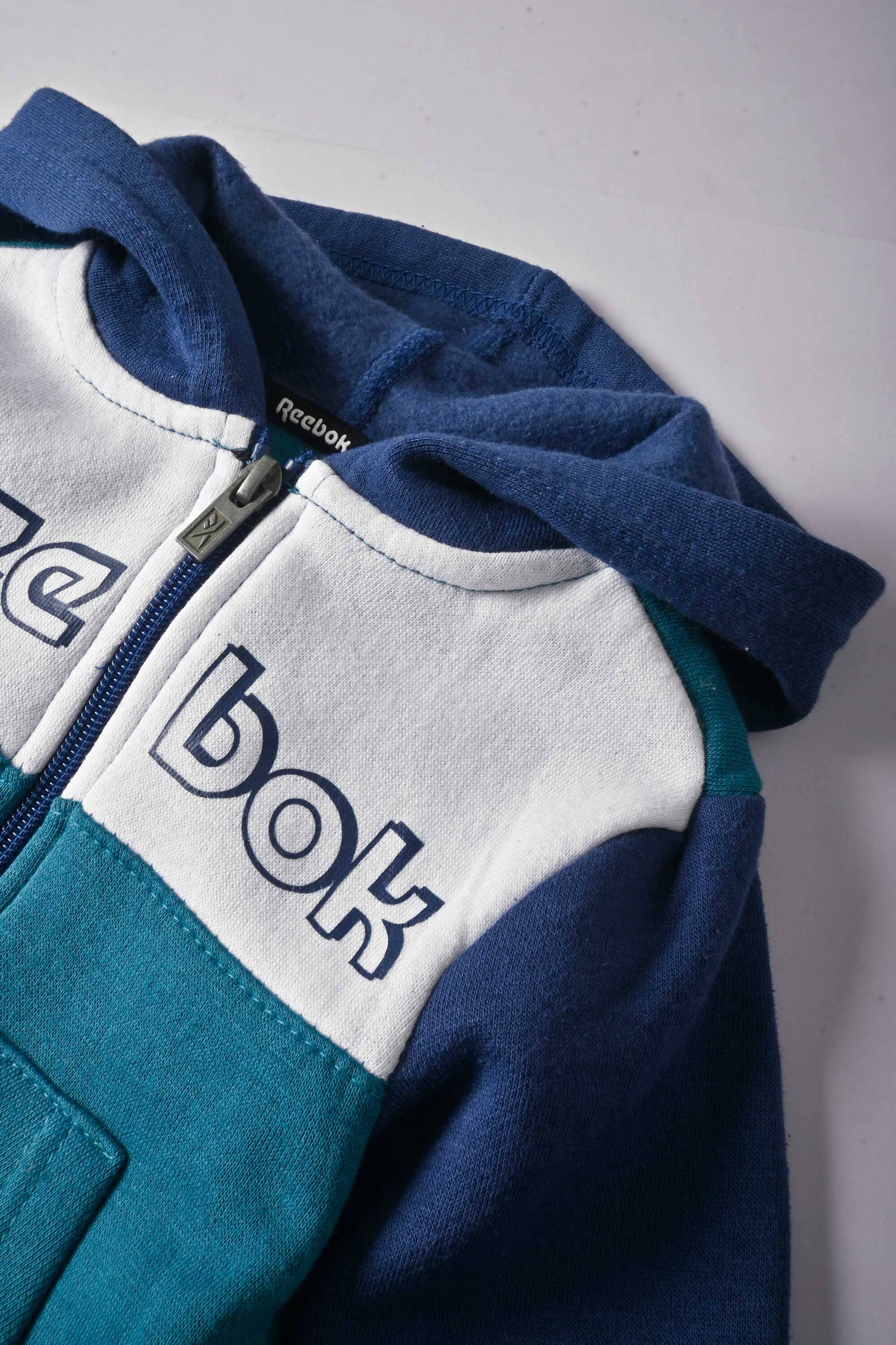 Reebok Kids' Contrast Panel Fleece Zipper Hooded Sweat suit Set-2 Pcs Kid's tracksuit Fiza 