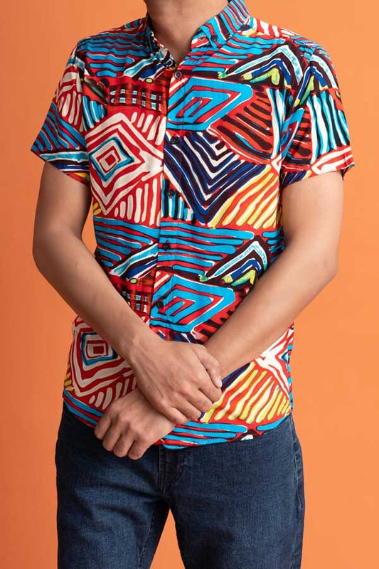 Gravity Men's Short Sleeve Button Down Casual Shirt