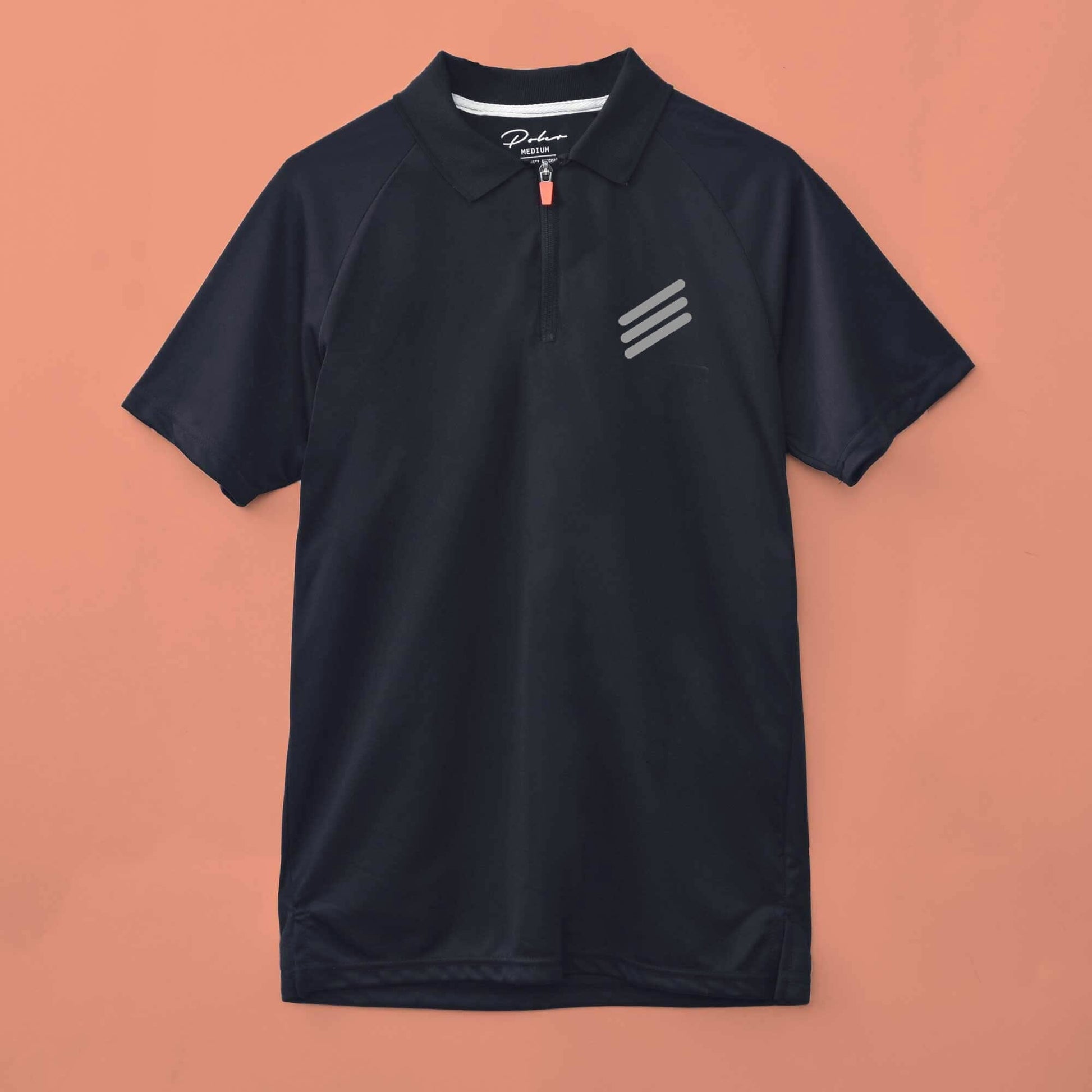 Poler Men's Quarter Zipper Reflective Stripes Style Activewear Polo Shirt
