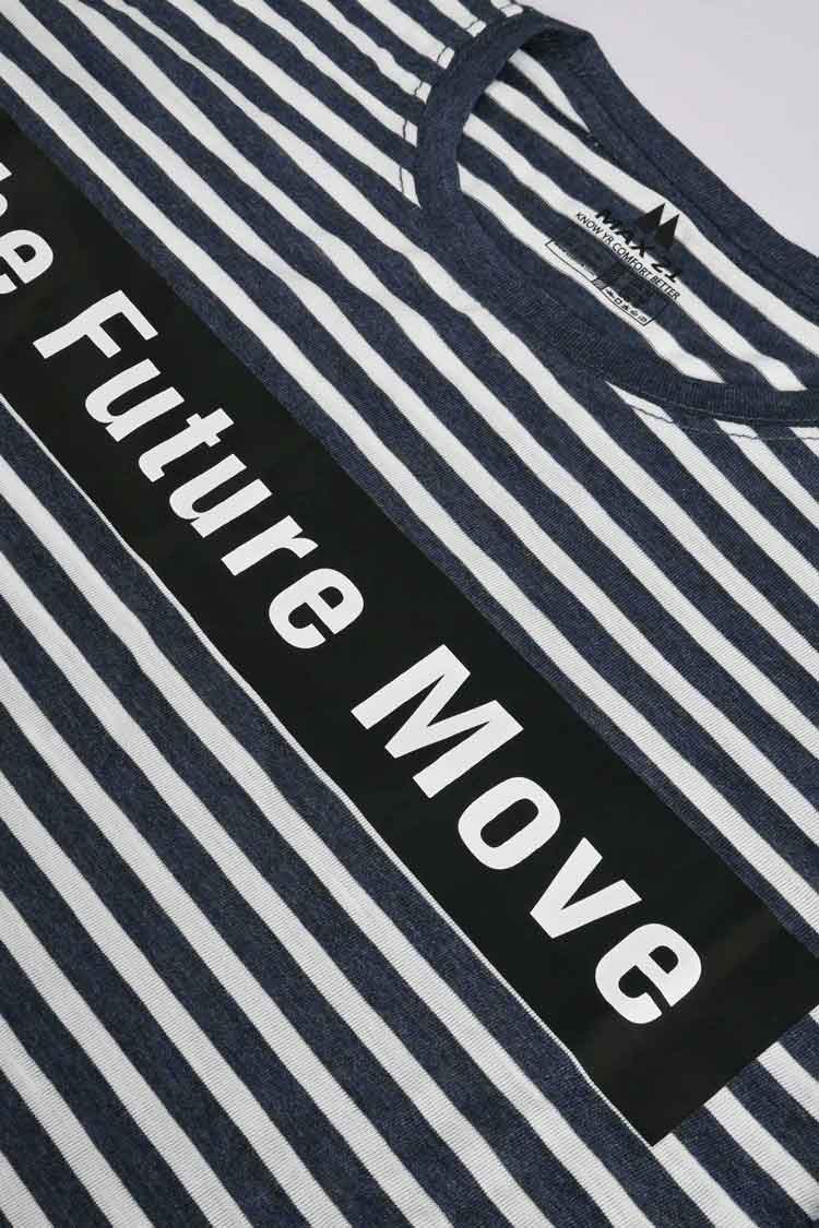 Max 21 Men's Future Move Printed Stripes Style Short Sleeve Tee Shirt