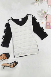 Safina Women’s Stripe On Sleeves Design Tee Shirt