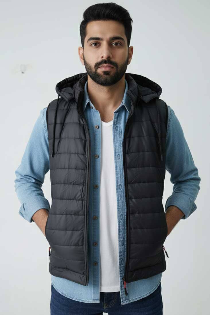 Men's Detachable Hooded Puffer Gilet