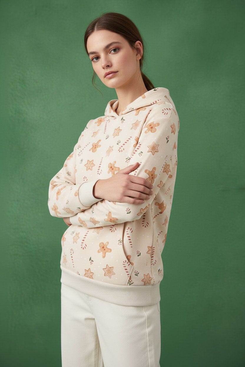 SNS Women's Printed Fleece Pullover Hoodie