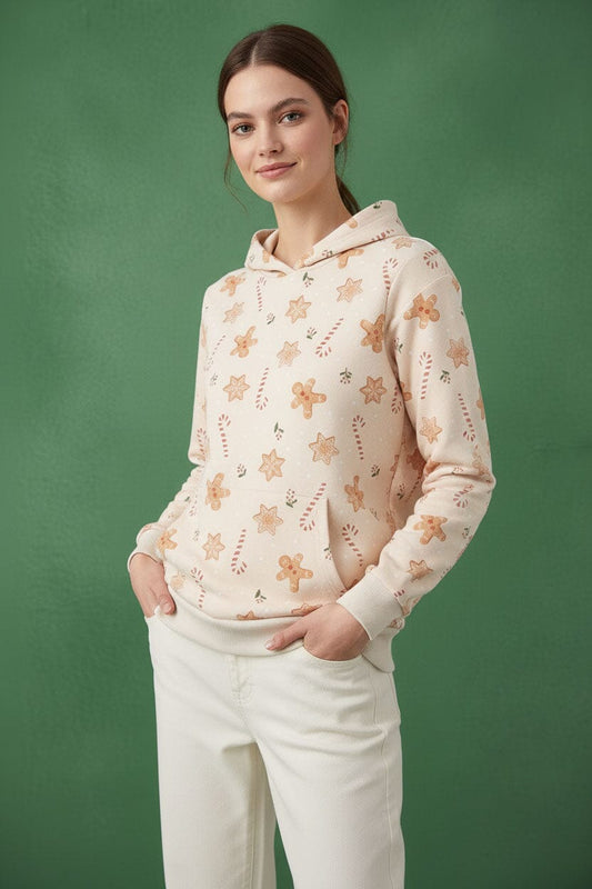 SNS Women's Printed Fleece Pullover Hoodie