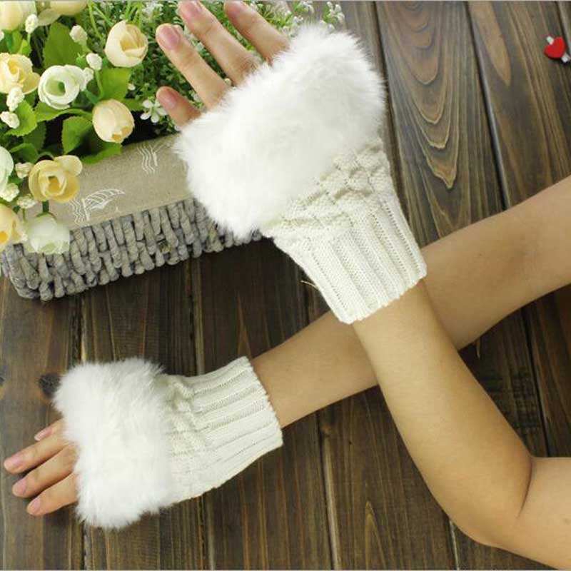 Women's Fingerless Fur Gloves