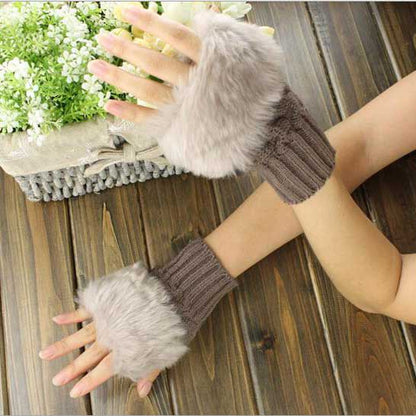 Women's Fingerless Fur Gloves