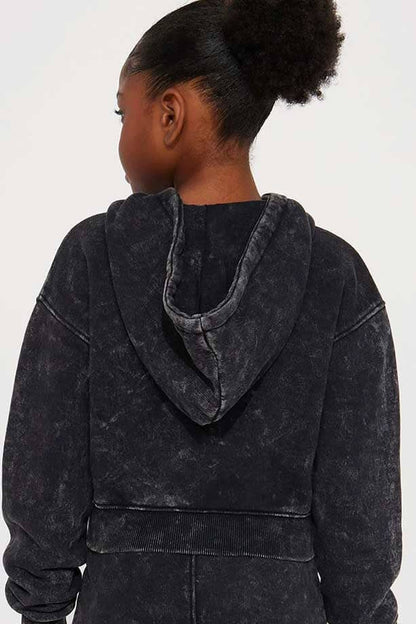 NK Girl's Acid Wash Dragon Zipper Hoodie