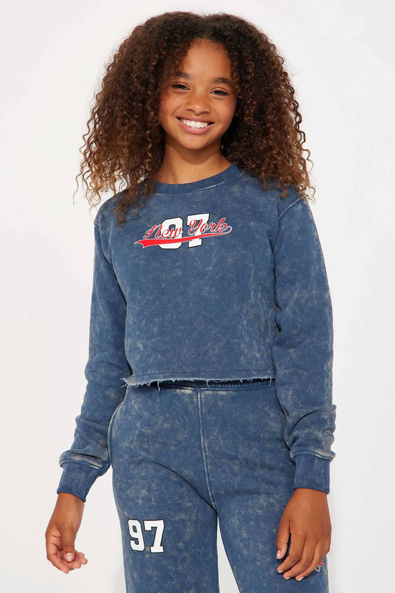 NK Girl's Acid Wash Crop Top Sweatshirt