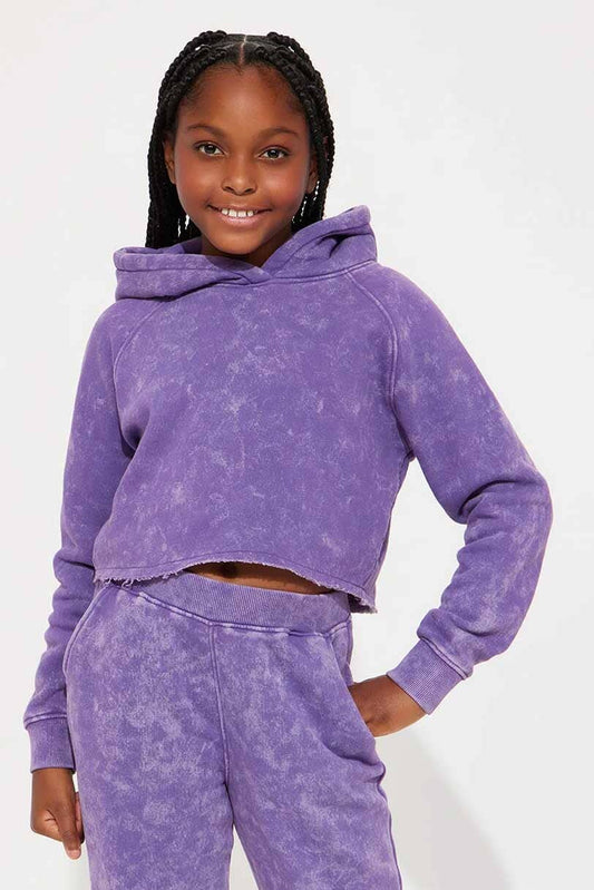 NK Girl's Raglan Sleeve Cropped Pullover Hoodie