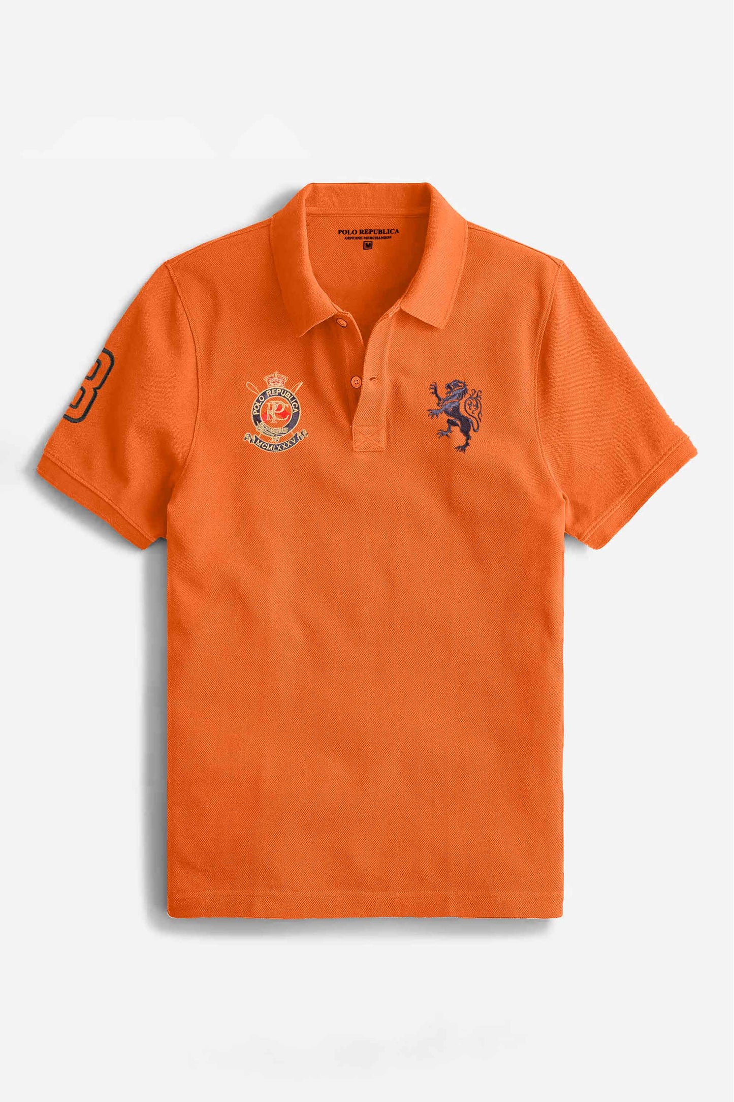Polo Republica Men's Lion PR Crest & 8 Embroidered Short Sleeve Polo Shirt Men's Polo Shirt Polo Republica 