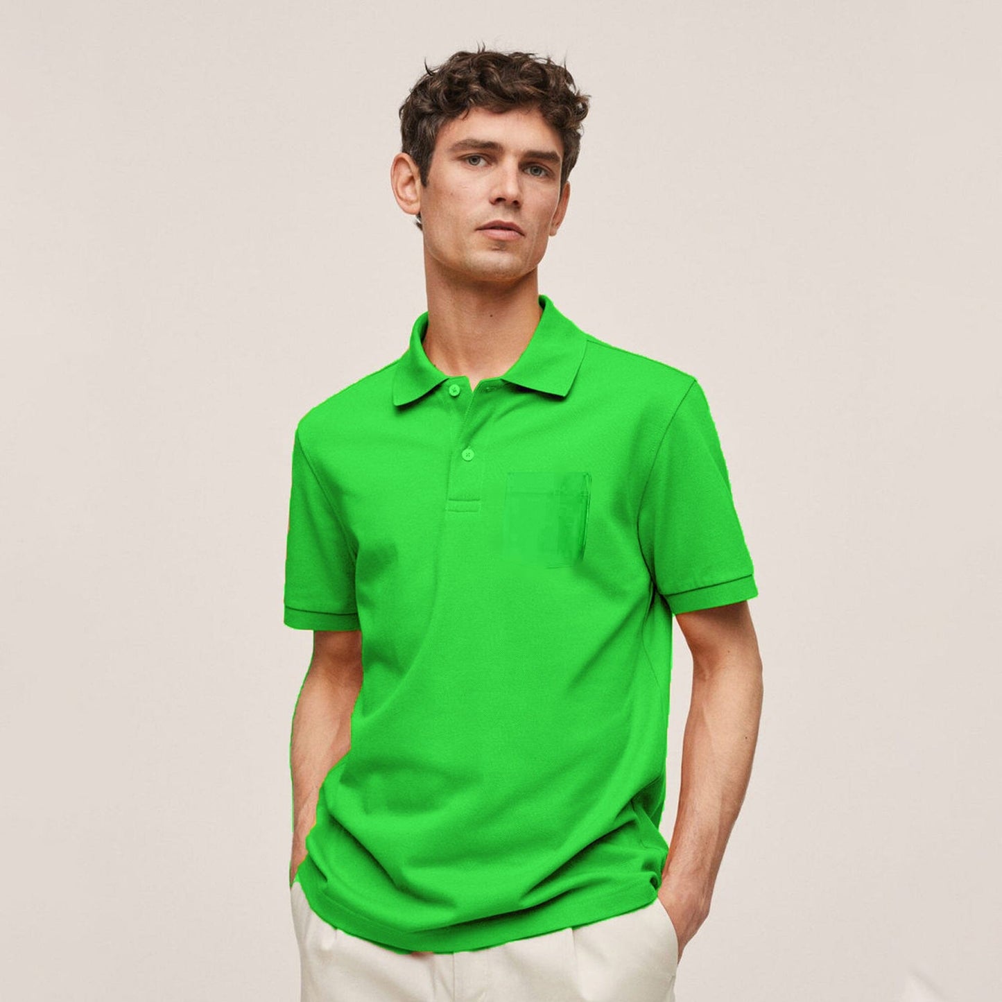 Polo Republica Men's Essentials Tailored Collar Pocket Polo Shirt Lime