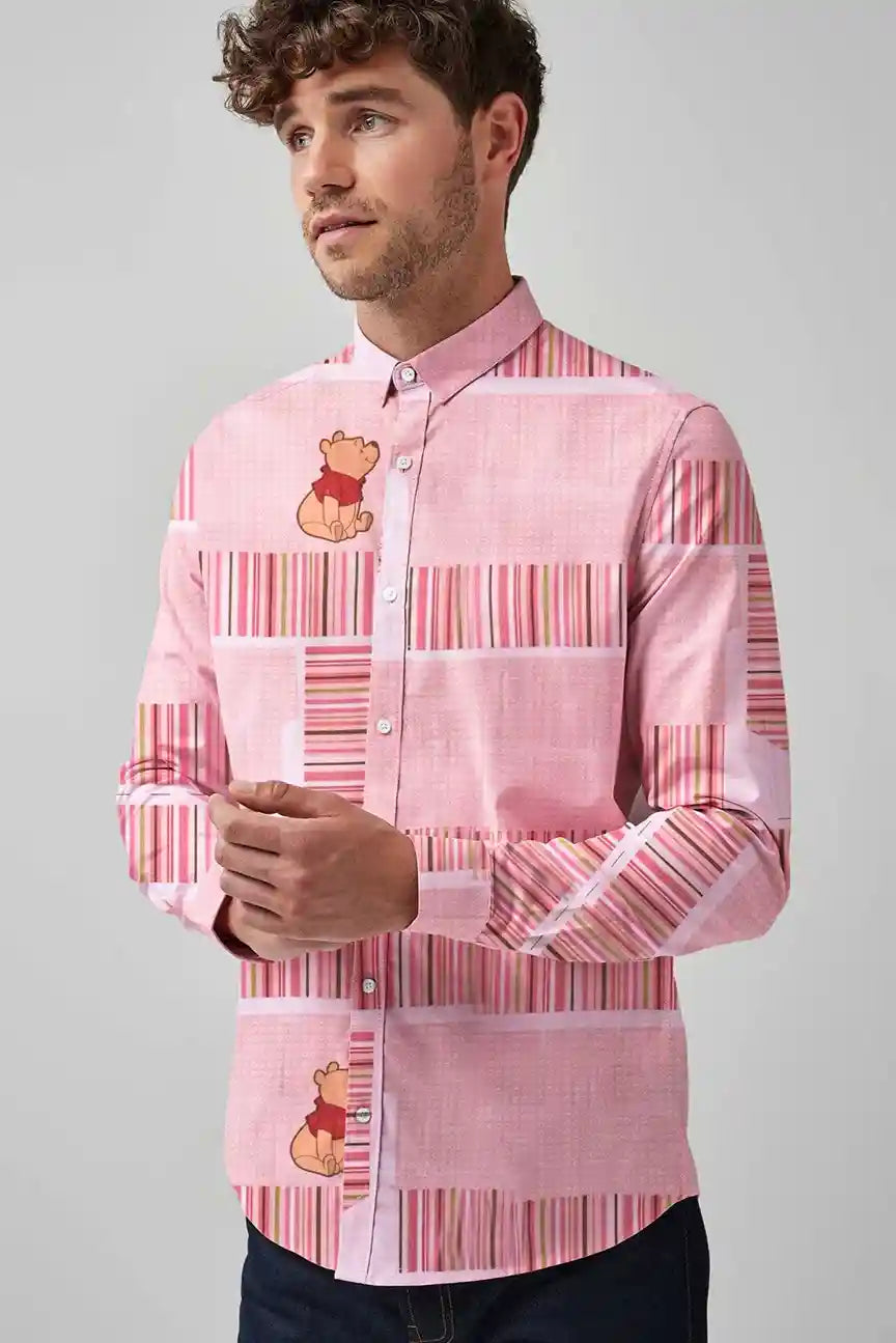 New Fashion Men's Panel Design Printed Casual Shirt