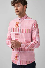 New Fashion Men's Panel Design Printed Casual Shirt