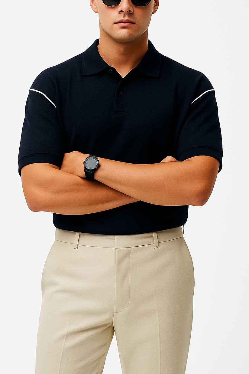 Polo Republica Men's Contrast Piping Oversized Minor Fault Polo Shirt