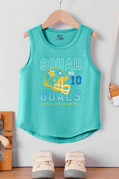 Junior Boy's Squad Goals Printed Tank Top Girl's Tee Shirt SZK Aqua 3-4 Years 