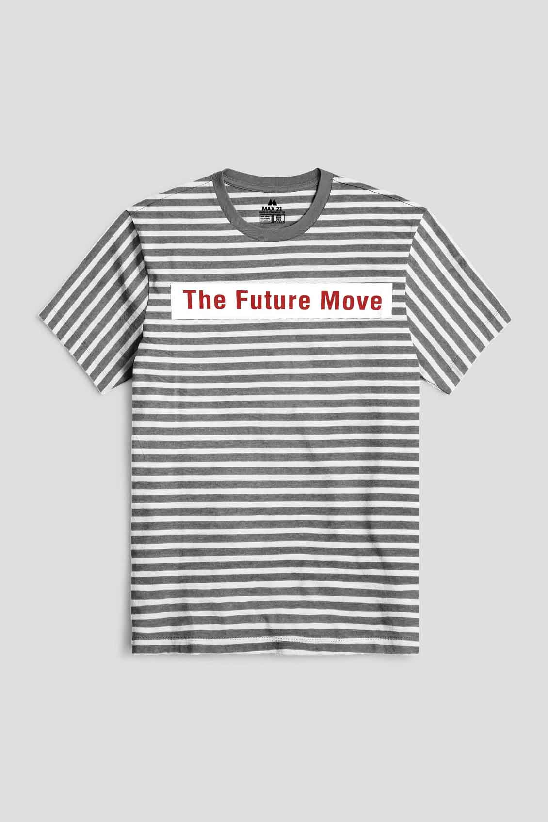 Max 21 Men's Future Move Printed Stripes Style Short Sleeve Tee Shirt