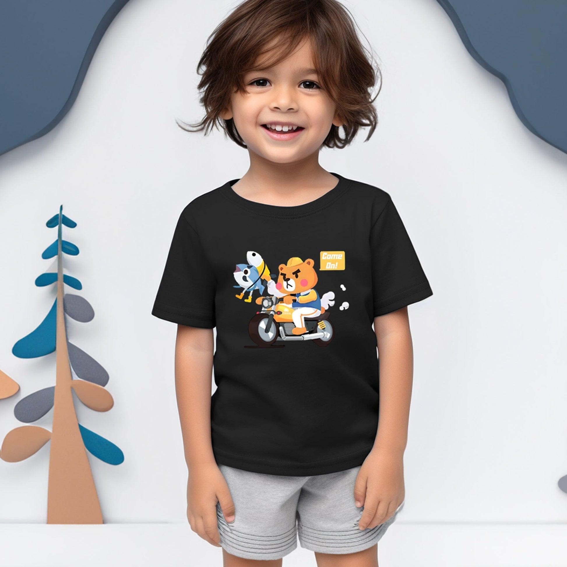 Polo Republica Boy's Bear & Fish Printed Tee Shirt Boy's Tee Shirt Polo Republica Black 1-2 Years 