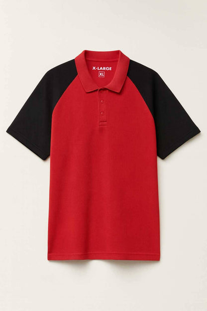 Men's Contrast Raglan Sleeve Polo Shirt