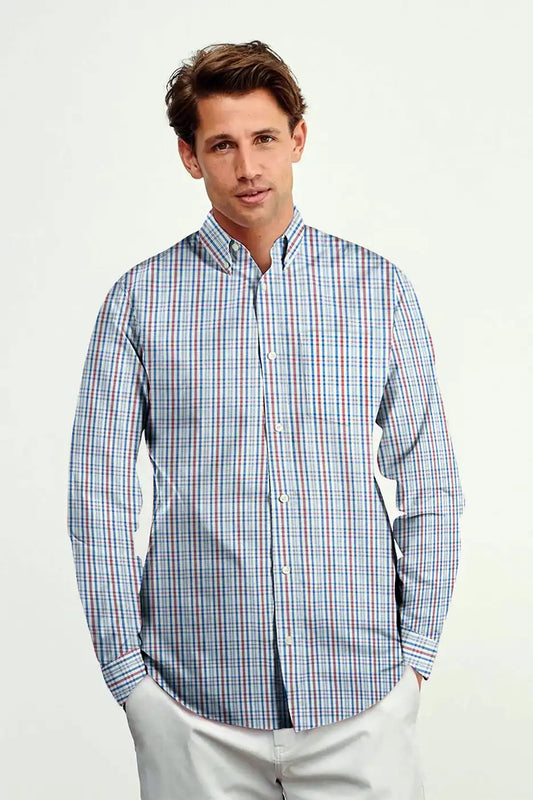Cut Label Men's Contrast Check Design Formal Shirt