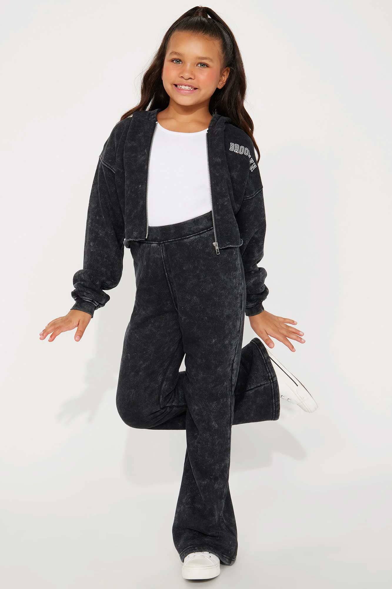 NK Girl's Acid Wash Flare Leg Trousers