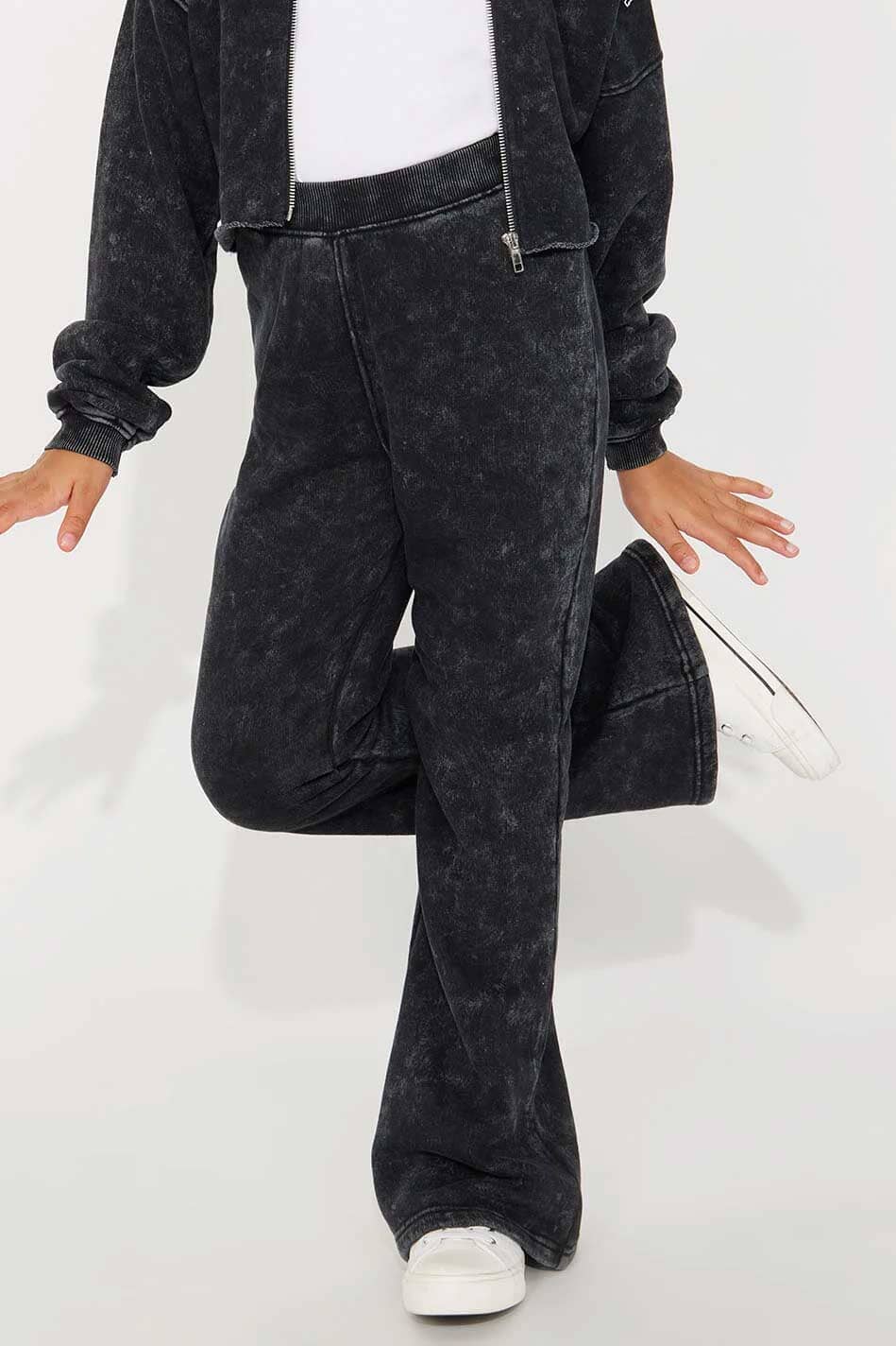 NK Girl's Acid Wash Flare Leg Trousers