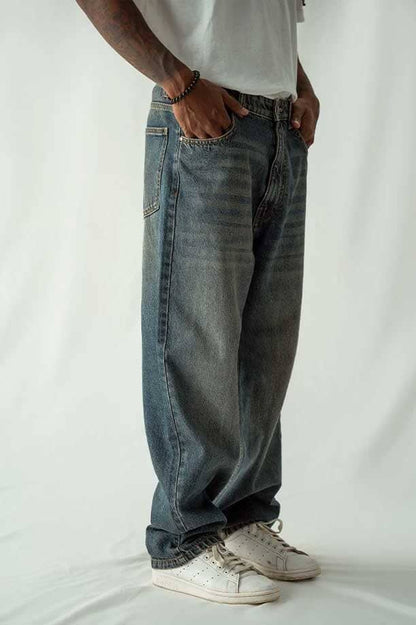 Cut Label Men's Light Washed Loose Fit Denim Pants