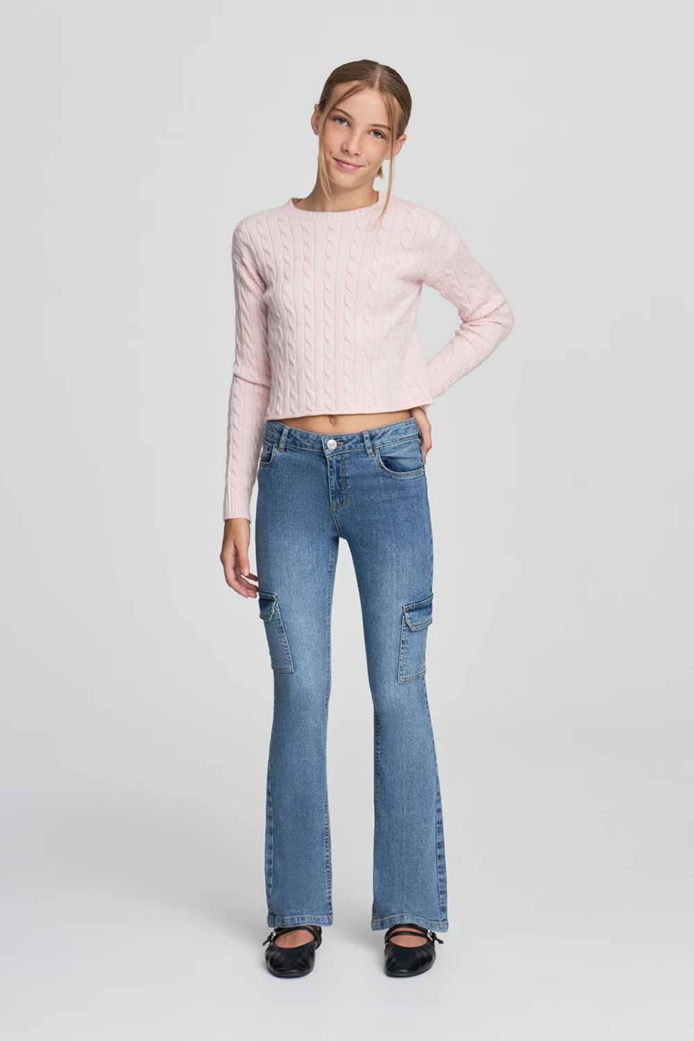 TN Girl's Flared Cargo Jeans
