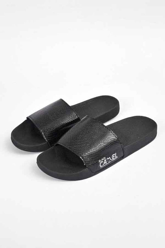 Black Camel Men's Henith Texture Design Printed Design Slides
