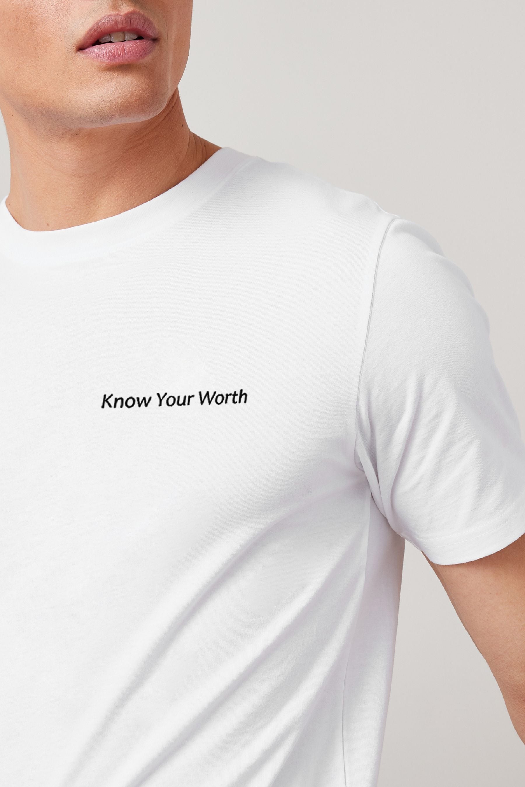 Men's Know Your Worth Printed Crew Neck Tee Shirt