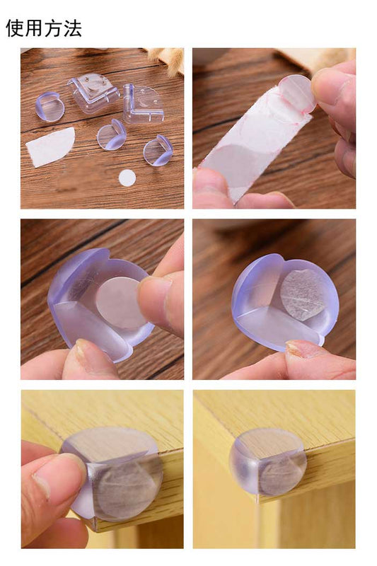 Round Anti Collision Corner Transparent Infant Safety Table - Pack Of 4