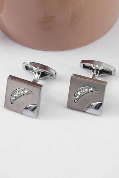 Cresent Fancy Men's Stone Design Cufflinks Set