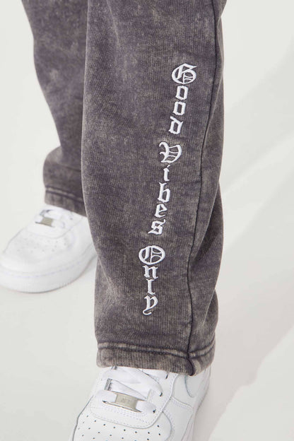 NK Girl's Good Vibes Only Acid Wash Fleece Trouser