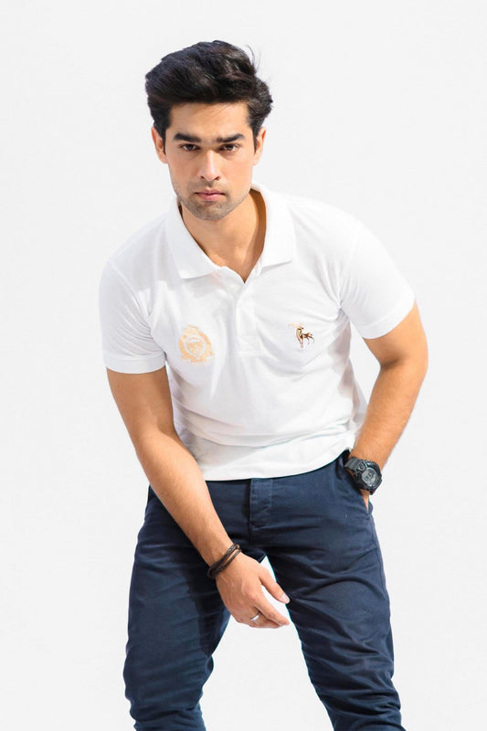 Polo Republica Men's Moose & Crown Crest Embroidered Short Sleeve Polo Shirt Men's Polo Shirt Polo Republica 